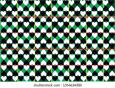 Tartan heart green squared pattern