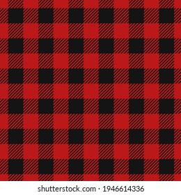 Tartan lumberjack red plaid. Flannel tartans texture vector illustration with red and black squares for lumberjacks retro cloth backgrounds repeating fabric seamless pattern texture