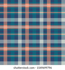 Tartan multicolor seamless vector pattern. Flannel fabric texture. Checkered textile background