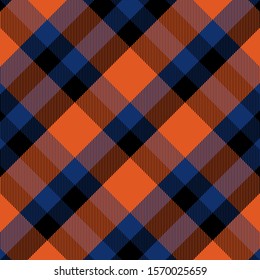 Tartan orange and blue seamless pattern.Texture for plaid, tablecloths, clothes, shirts, dresses, paper, bedding, blankets, quilts and other textile products. Vector illustration EPS 10