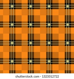Tartan orange plaid pattern. Seamless background in warm autumn color. eps10