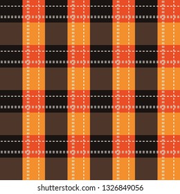 Tartan orange plaid pattern. Seamless background in warm autumn color. eps10