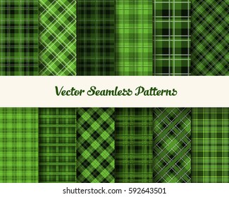Tartan Patrick Day seamless vector patterns 