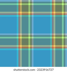 Tartan pattern background of check texture vector with a seamless fabric plaid textile in cyan and pastel colors.
