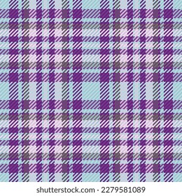 Tartan pattern background. Fabric plaid vector. Seamless texture check textile in pastel and purple colors.