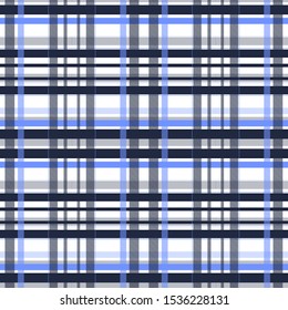 Tartan Pattern in Black and Blue. Texture for plaid, tablecloths, clothes, shirts, dresses, paper, bedding, blankets, quilts and other textile products. Vector illustration EPS 10