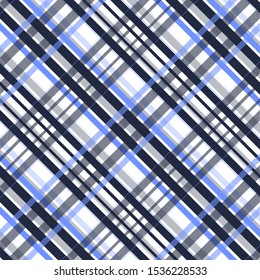 Tartan Pattern in Black and Blue. Texture for plaid, tablecloths, clothes, shirts, dresses, paper, bedding, blankets, quilts and other textile products. Vector illustration EPS 10