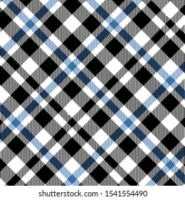 Tartan  Pattern in Black and Blue. Texture for plaid, tablecloths, clothes, shirts, dresses, paper, bedding, blankets, quilts and other textile products. Vector illustration EPS 10