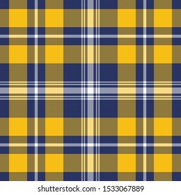 Tartan Muster in Blau und Gelb. Textur für Plaid, Tischdecken, Kleidung, Hemden, Kleider, Papier, Bettwäsche, Decken, Bettdecken und andere Textilerzeugnisse. Vektorgrafik EPS10