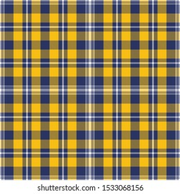 Tartan Pattern in Blue and Yellow. Texture for plaid, tablecloths, clothes, shirts, dresses, paper, bedding, blankets, quilts and other textile products. Vector illustration EPS 10
