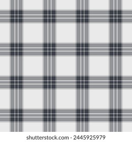 Schottenmuster-Prüfung von Stoff kariert Textil mit einer Hintergrund-Vektorgrafik nahtlose Textur in Grau und Weiß.