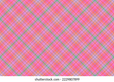 Comprobación del patrón de Tartán. Textura de tela de plástico. Vector de fondo textil sin fisuras en colores naranja y rosa.