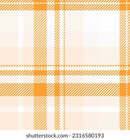 Tartan pattern fabric of background vector check with a textile texture plaid seamless in white and orange colors.