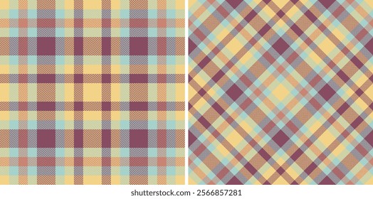 Tartan pattern fabric of background vector plaid with a seamless texture textile check. Set in earth colours for Easter fashion ideas, stylish celebration.
