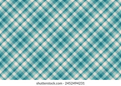 Tartan pattern fabric of plaid texture check with a seamless textile vector background in teal and cyan colors.