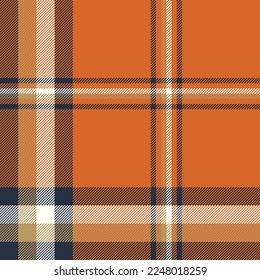 Tejidos de tartán. Textil de textura de chapa. Fondo de verificación vectorial sin inconvenientes en colores naranja y blanco.