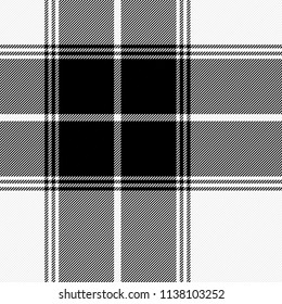 Tartán patrón. Tejido de Gabardina. Jaula escocesa. Fondo escocés de cuadros negros y blancos. Escocia en tonos negros y blancos. Ilustración del vector