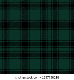 Tartan Pattern in Green and Black. Texture for plaid, tablecloths, clothes, shirts, dresses, paper, bedding, blankets, quilts and other textile products. Vector illustration EPS 10