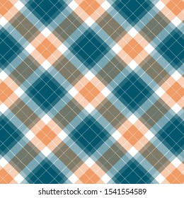 Tartan  Pattern in Green and Orange. Texture for plaid, tablecloths, clothes, shirts, dresses, paper, bedding, blankets, quilts and other textile products. Vector illustration EPS 10