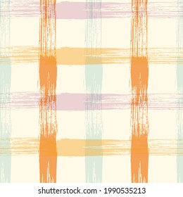 Tartan Pattern in Green and Orange. Two Color Gingham Design