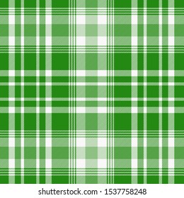 Tartan Pattern in Green and White. Texture for plaid, tablecloths, clothes, shirts, dresses, paper, bedding, blankets, quilts and other textile products. Vector illustration EPS 10