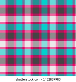 Tartan Pattern in magenta and Cyan . Texture for plaid, tablecloths, clothes, shirts, dresses, paper, bedding, blankets, quilts and other textile products. Vector illustration EPS 10