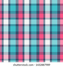 Tartan Pattern in magenta and Cyan . Texture for plaid, tablecloths, clothes, shirts, dresses, paper, bedding, blankets, quilts and other textile products. Vector illustration EPS 10