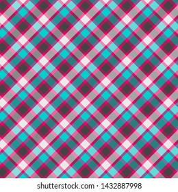 Tartan Pattern in magenta and Cyan . Texture for plaid, tablecloths, clothes, shirts, dresses, paper, bedding, blankets, quilts and other textile products. Vector illustration EPS 10