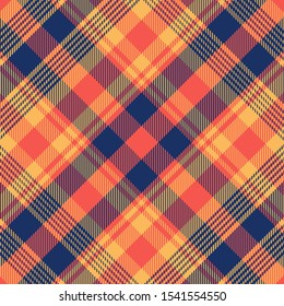 Tartan  Pattern in Orange and Blue. Texture for plaid, tablecloths, clothes, shirts, dresses, paper, bedding, blankets, quilts and other textile products. Vector illustration EPS 10