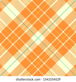 Tartan  Pattern in Orange. Texture for plaid, tablecloths, clothes, shirts, dresses, paper, bedding, blankets, quilts and other textile products. Vector illustration EPS 10