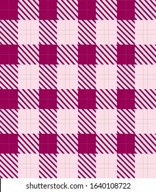 Tartan pattern with pink background, bordeaux coloring finished with green stripes