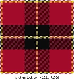 Tartan Pattern in Red and Black. Texture for plaid, tablecloths, clothes, shirts, dresses, paper, bedding, blankets, quilts and other textile products. Vector illustration EPS 10