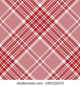 Tartan pattern in red and white. Abstract Christmas houndstooth glen seamless check plaid graphic background for trousers, jacket, skirt, tablecloth, other modern winter fashion textile print.