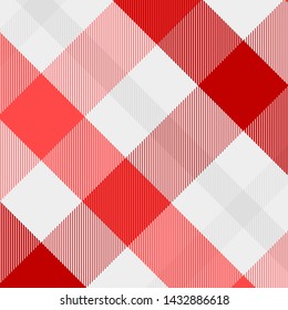 Tartan Pattern in Red and White . Texture for plaid, tablecloths, clothes, shirts, dresses, paper, bedding, blankets, quilts and other textile products. Vector illustration EPS 10