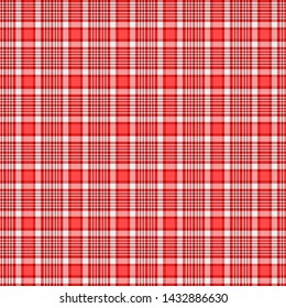 Tartan Pattern in Red and White . Texture for plaid, tablecloths, clothes, shirts, dresses, paper, bedding, blankets, quilts and other textile products. Vector illustration EPS 10