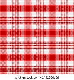 Tartan Pattern in Red and White . Texture for plaid, tablecloths, clothes, shirts, dresses, paper, bedding, blankets, quilts and other textile products. Vector illustration EPS 10