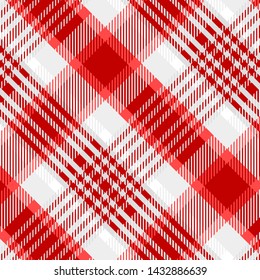Tartan Pattern in Red and White . Texture for plaid, tablecloths, clothes, shirts, dresses, paper, bedding, blankets, quilts and other textile products. Vector illustration EPS 10