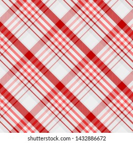 Tartan Pattern in Red and White . Texture for plaid, tablecloths, clothes, shirts, dresses, paper, bedding, blankets, quilts and other textile products. Vector illustration EPS 10