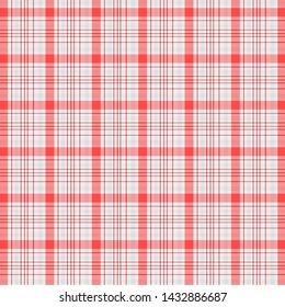 Tartan Pattern in Red and White . Texture for plaid, tablecloths, clothes, shirts, dresses, paper, bedding, blankets, quilts and other textile products. Vector illustration EPS 10