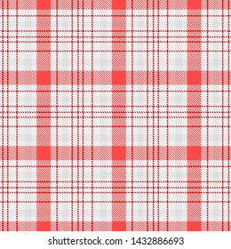 Tartan Pattern in Red and White . Texture for plaid, tablecloths, clothes, shirts, dresses, paper, bedding, blankets, quilts and other textile products. Vector illustration EPS 10