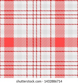 Tartan Pattern in Red and White . Texture for plaid, tablecloths, clothes, shirts, dresses, paper, bedding, blankets, quilts and other textile products. Vector illustration EPS 10