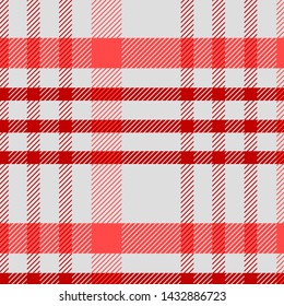 Tartan Pattern in Red and White . Texture for plaid, tablecloths, clothes, shirts, dresses, paper, bedding, blankets, quilts and other textile products. Vector illustration EPS 10