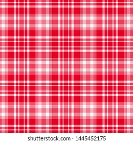 Tartan Pattern in Red and White . Texture for plaid, tablecloths, clothes, shirts, dresses, paper, bedding, blankets, quilts and other textile products. Vector illustration EPS 10