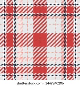 Tartan Pattern in Red and White . Texture for plaid, tablecloths, clothes, shirts, dresses, paper, bedding, blankets, quilts and other textile products. Vector illustration EPS 10