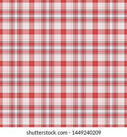 Tartan Pattern in Red and White . Texture for plaid, tablecloths, clothes, shirts, dresses, paper, bedding, blankets, quilts and other textile products. Vector illustration EPS 10
