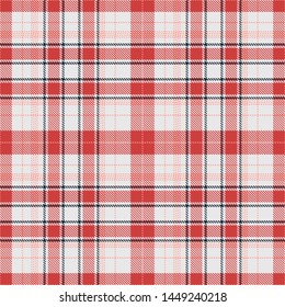 Tartan Pattern in Red and White . Texture for plaid, tablecloths, clothes, shirts, dresses, paper, bedding, blankets, quilts and other textile products. Vector illustration EPS 10