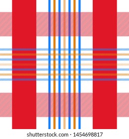 Tartan Pattern in Red and White . Texture for plaid, tablecloths, clothes, shirts, dresses, paper, bedding, blankets, quilts and other textile products. Vector illustration EPS 10