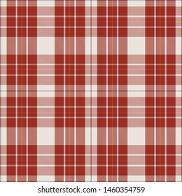 Tartan Pattern Red and White. Texture for plaid, tablecloths, clothes, shirts, dresses, paper, bedding, blankets, quilts and other textile products. Vector illustration EPS 10