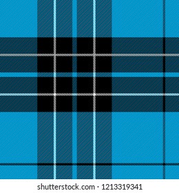 Tartan pattern. Scottish cage. Scottish blue checkered background. Scottish plaid in blue colors. Lowercase fabric texture. Vector illustration