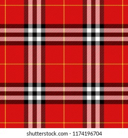 Tartan pattern. Scottish cage. Scottish checkered background. Scottish ornament. Scottish plaid in classic colors. Seamless fabric texture. Vector illustration